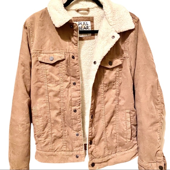 pull&bear button front coat in tan